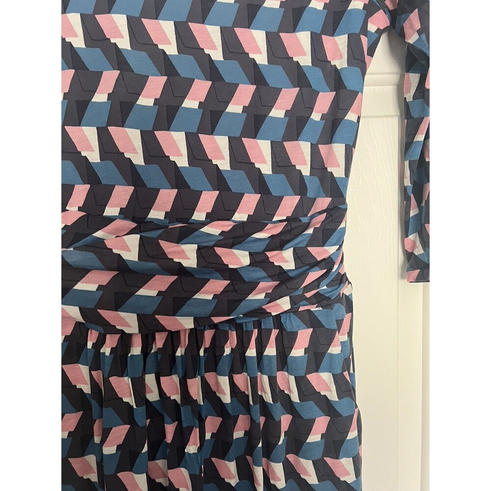 Boden Dress Geometric Print Midi Lined Size 8L Pockets - Picture 9 of 12